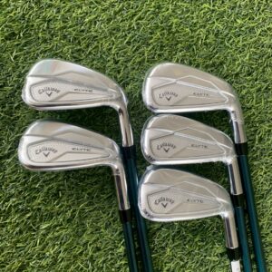 😊Callaway ชุดนี้เป็นชุดที่ตีง่าย หน้าไม้เด้ง ช่วยเพิ่มความเร็วหัวไม้สำหรับคนที่สวิงไม่เร็วมาก☺️ ชุดเหล็ก Callaway Elyte มีเหล็ก 6,7,8,9,P รวม 5 ชิ้น ก้าน Ventus 5-R